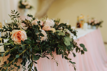Flower composition on the table.