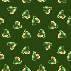 Patern.Patern avocado on a green background