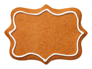 Gingerbread Label Cookie Isolated on White Background - obrazy, fototapety, plakaty