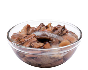 Organic boletus luteus marinated mushrooms.