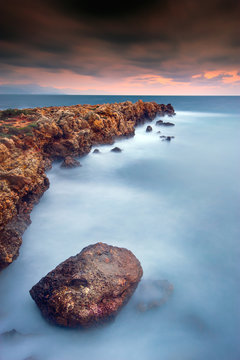 Scenic view of sea against sky during sunset