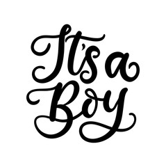 It's a boy lettering card for baby shower invitation or poster. Vector illustration