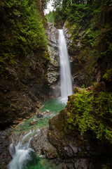Cascade Falls Regional Park. Located Northeast of Mission, British Columbia, Cascade Falls is a scenic waterfall that can be viewed from a suspension bridge that crosses the river.