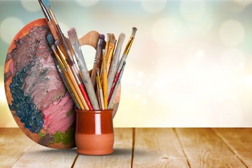 Different Artist brushes close-up view