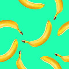 Banana pattern. Banana pattern isolated on a light green background. Pattern