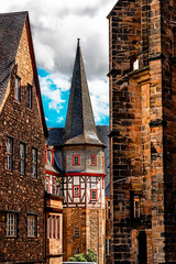 Historic streets of the old quarters of Marburg.