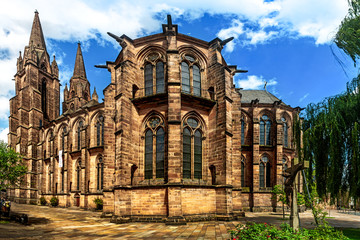 Fototapeta na wymiar Marburg, Elisabethkirche. St. Elizabeth church in Marburg