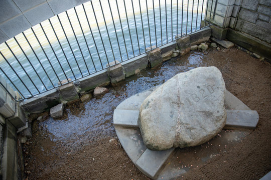 Plymouth Rock where the pilgrims landed in MA