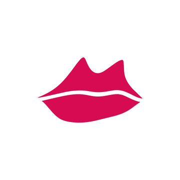 Vector hand drawn lips symbol, logo or label, print for clothes and other, element for design and other.