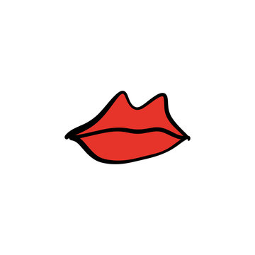 Vector hand drawn lips symbol, logo or label, print for clothes and other, element for design and other.