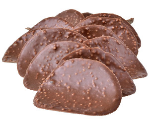 Chocolate chips close up isolated