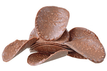 Chocolate chips close up isolated