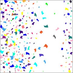 Colorful confetti on white background. 