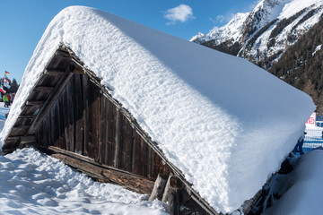 Snow covered barn