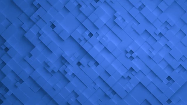 Blue Geometric Square Wall waving background. Seamless Loop 4K UHD