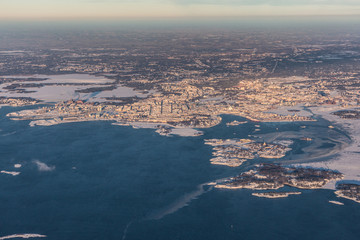 Fototapeta na wymiar Helsinki, Capital of Finland - aerial view - winter landscape 