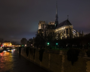 Fototapeta na wymiar Notre Dame Cathedral at Night