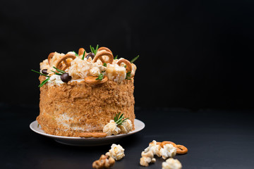  Cake with cream and sweets