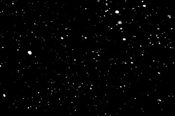 snow on a black background, falling snow at night, texture with white spots on a black background