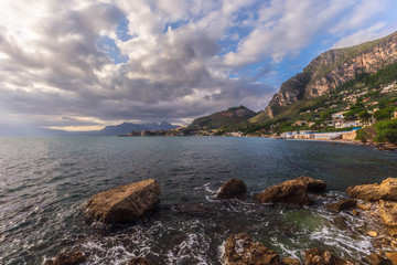 Sicilian Coastal Landscape in the morning hours in Italy, Europe