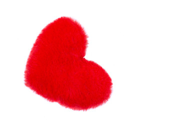Obraz na płótnie Canvas Red fluffy heart isolated on white background.