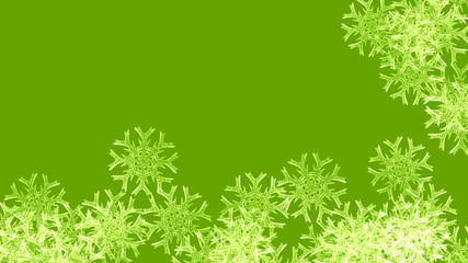 Abstract background with a variety of colorful snowflakes. Big and small.