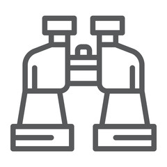 Binoculars line icon, watch and vision, surveillance sign, vector graphics, a linear pattern on a white background.