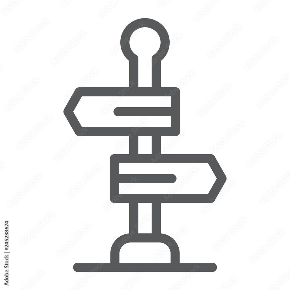 Poster signpost line icon, way and direction, guidepost sign, vector graphics, a linear pattern on a white 