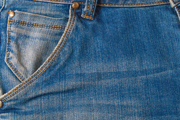 Pocket on jeans fashion background. Details from jeans pocket.