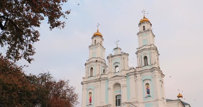 Hlybokaye Or Glubokoye, Vitebsk Region, Belarus. Birth Of Virgin Cathedral Dedicated To Church Of Discalced Carmelites. Assumption Of Blessed Virgin Mary In Autumn Day