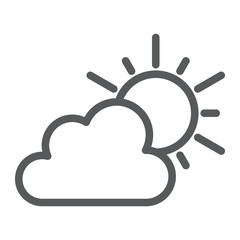 Weather line icon, sky and climate, sun and cloud sign, vector graphics, a linear pattern on a white background.