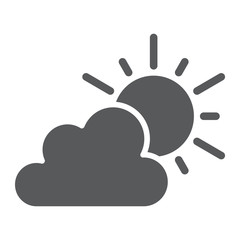 Weather glyph icon, sky and climate, sun and cloud sign, vector graphics, a solid pattern on a white background.