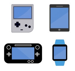Consoles de jeux, tablette et montre en 4 icônes