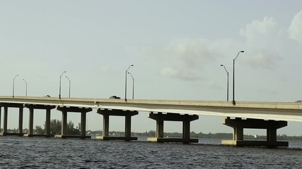 Traffic going over The Edison Bridge in Fort Myers, Florida