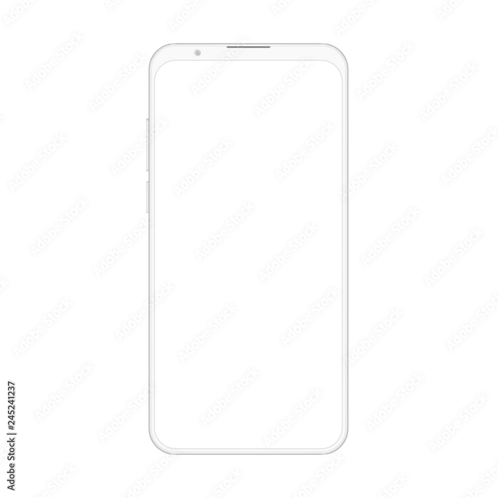 Aufkleber high quality realistic new version of soft clean white frameless smartphone with blank white screen.