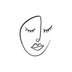 Abstract continuous one line drawing, woman face. Vector illustration