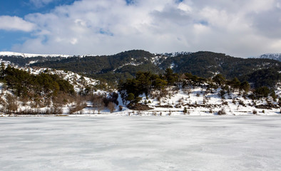 Goynuk / Bolu / Turkey, winter season landscape. Travel concept photo.