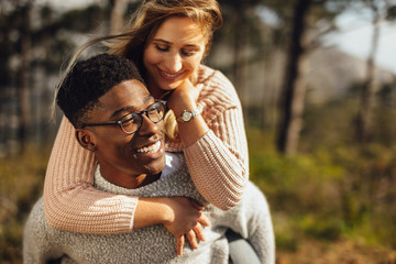 Romantic couple enjoying themselves outdoors