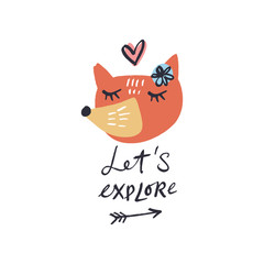 Funny doodle fox vector art. Simple sketch.