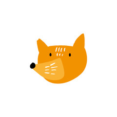 Funny doodle fox vector art. Simple sketch.