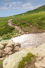 Landscape with green hills of Vitosha Mountain near Cherni Vrah Peak, Sofia City Region, Bulgaria