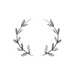 Hand drawn floral frame sketch, laurel. Decor element for your design