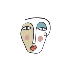 Simple hand trendy line men or woman portrait art. Print for clothes, textile and other