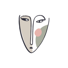 Simple hand trendy line men or woman portrait art. Print for clothes, textile and other