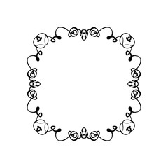 Ornate frame decor element. Detailed ink black outline rich ornament