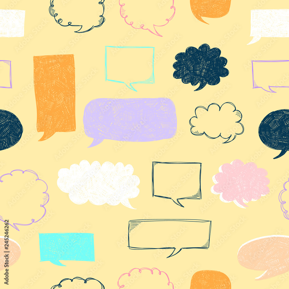 Aufkleber speech bubbles pattern. message frames. doodles background. scribble frames. sketch. hand drawn effe