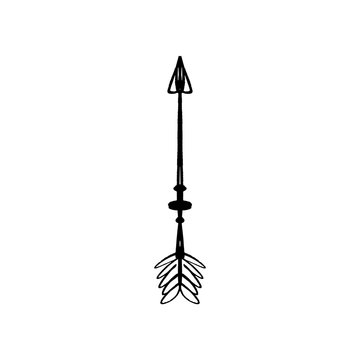 Arrow ornate boho hippie tribal style tattoo black outline