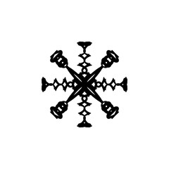 Vector snowflake, stylized ink drawing, simple brush paint, ornate star, holiday symbol, hand drawn