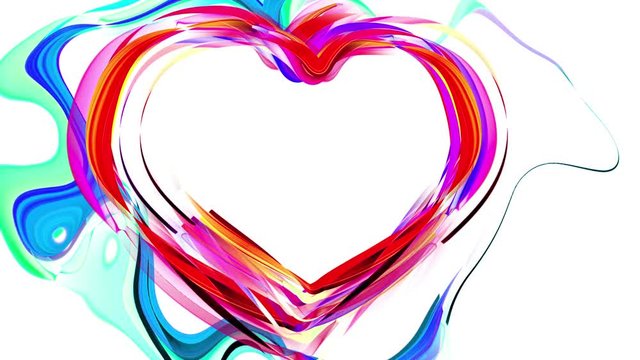 Romantic colorful love heart wedding background. Love heart animation seamless loop isolated. Colorful heart animation holiday joyful and colorful style design footage. Valentines, wedding invitation 