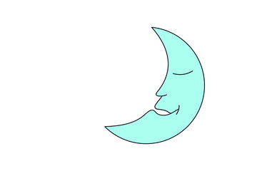 Obraz na płótnie Canvas Drawing of a crescent moon face, vector illustration